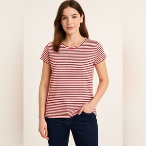 J. Crew Classic cotton studio tee Red and White Stripe Women’s‎ Size Large